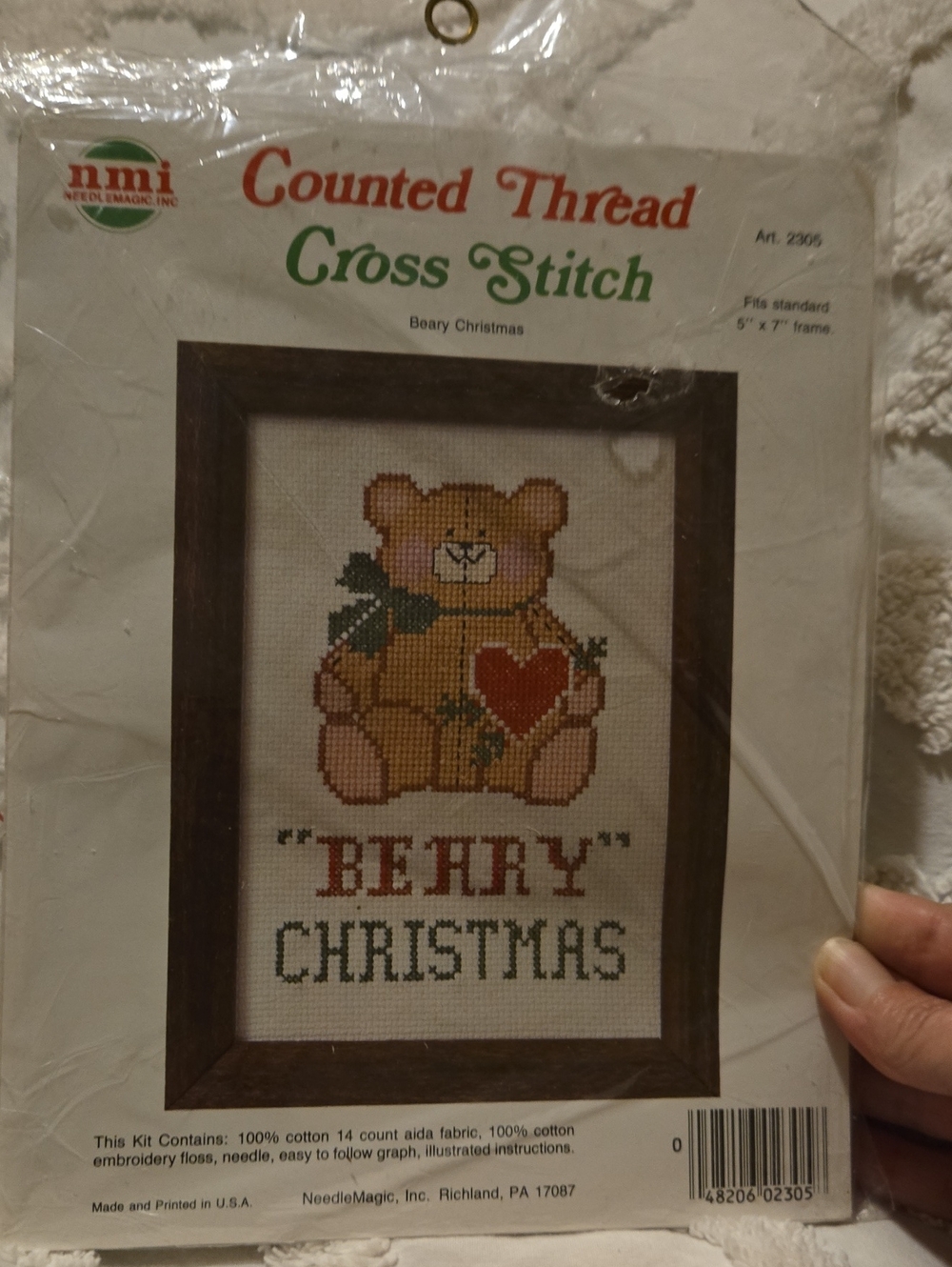 NOS Needle Magic Beary Christmas Counted Thread Cross Stitch Kit 5x7